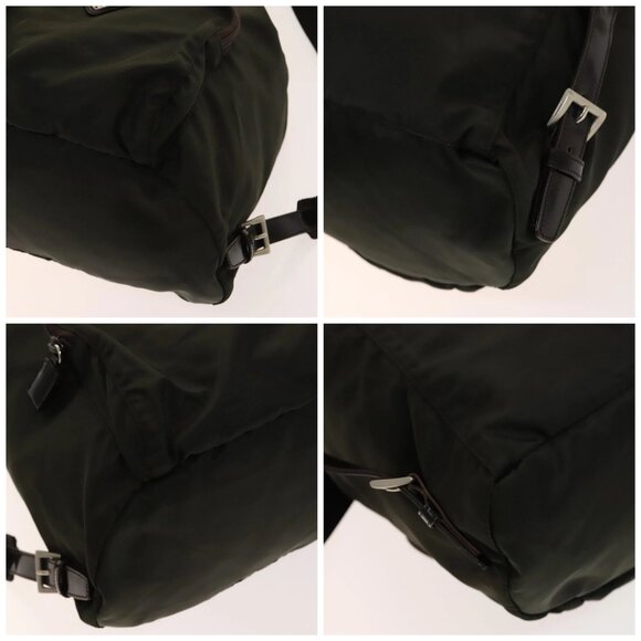 PRADA Backpack Nylon Khaki Silver Auth 140623 - Picture 14 of 16